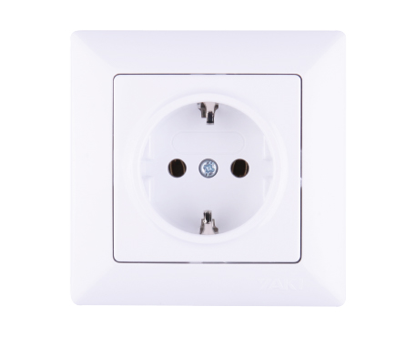 Prise 2P+ T Schuko blanc